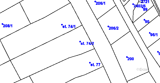 Parcela st. 74/2 v KÚ Uhřice u Kyjova, Katastrální mapa
