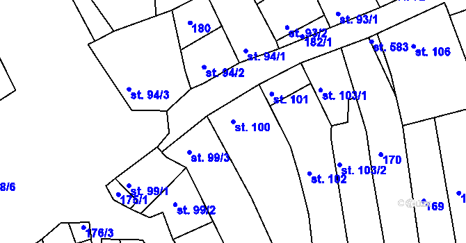 Parcela st. 100 v KÚ Uhřice u Kyjova, Katastrální mapa