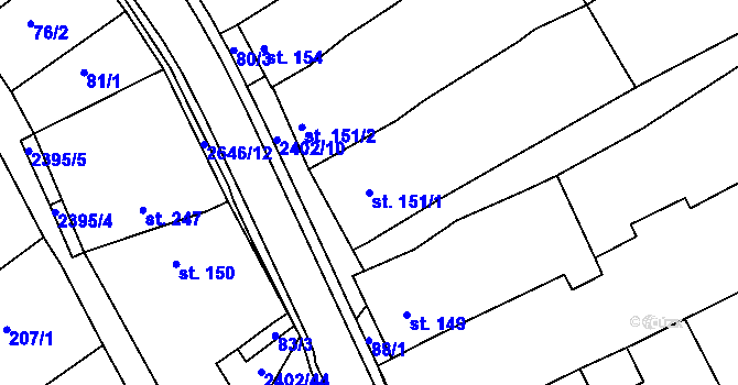 Parcela st. 151/1 v KÚ Uhřice u Kyjova, Katastrální mapa