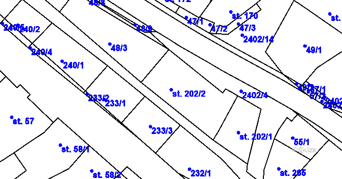 Parcela st. 202/2 v KÚ Uhřice u Kyjova, Katastrální mapa