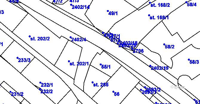 Parcela st. 204 v KÚ Uhřice u Kyjova, Katastrální mapa