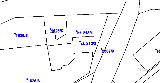 Parcela st. 213/2 v KÚ Uhřice u Kyjova, Katastrální mapa