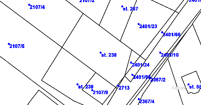 Parcela st. 238 v KÚ Uhřice u Kyjova, Katastrální mapa