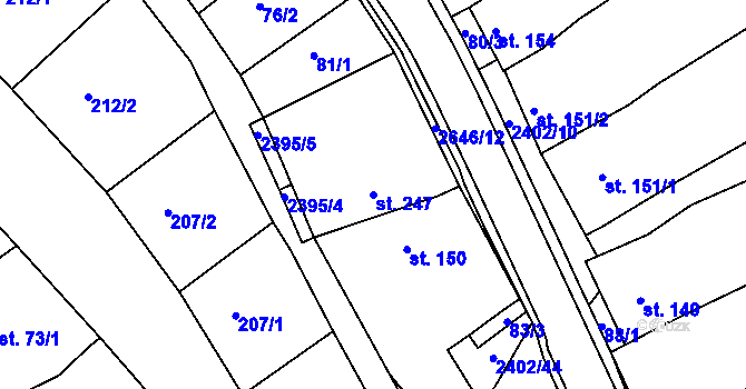 Parcela st. 247 v KÚ Uhřice u Kyjova, Katastrální mapa