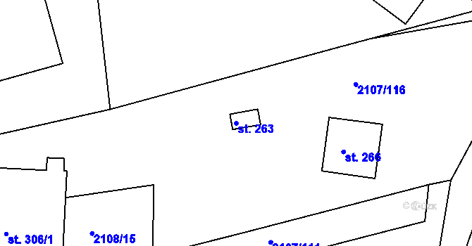Parcela st. 263 v KÚ Uhřice u Kyjova, Katastrální mapa