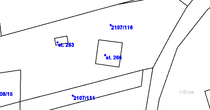 Parcela st. 266 v KÚ Uhřice u Kyjova, Katastrální mapa