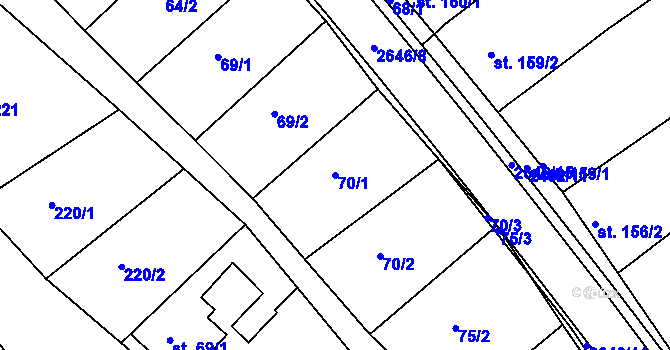Parcela st. 70/1 v KÚ Uhřice u Kyjova, Katastrální mapa