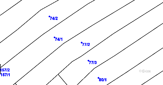 Parcela st. 77/2 v KÚ Uhřice u Kyjova, Katastrální mapa
