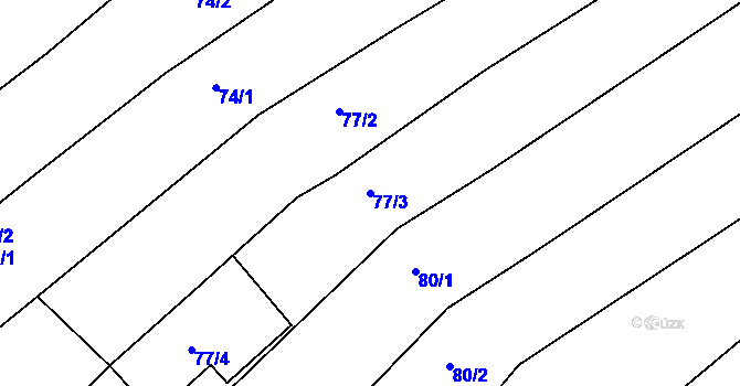 Parcela st. 77/3 v KÚ Uhřice u Kyjova, Katastrální mapa