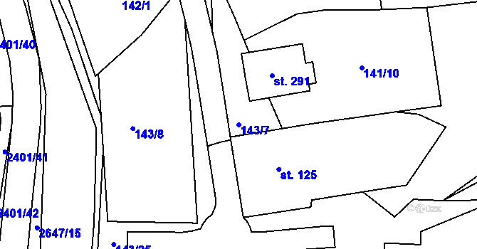 Parcela st. 143/7 v KÚ Uhřice u Kyjova, Katastrální mapa