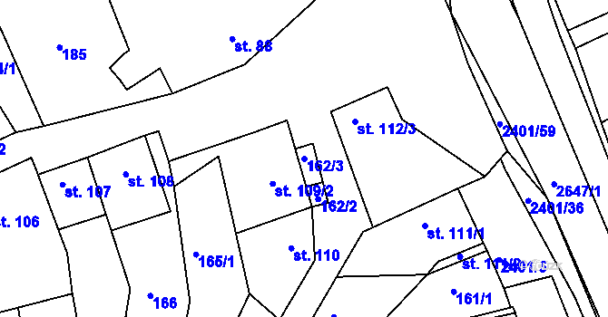 Parcela st. 162/3 v KÚ Uhřice u Kyjova, Katastrální mapa