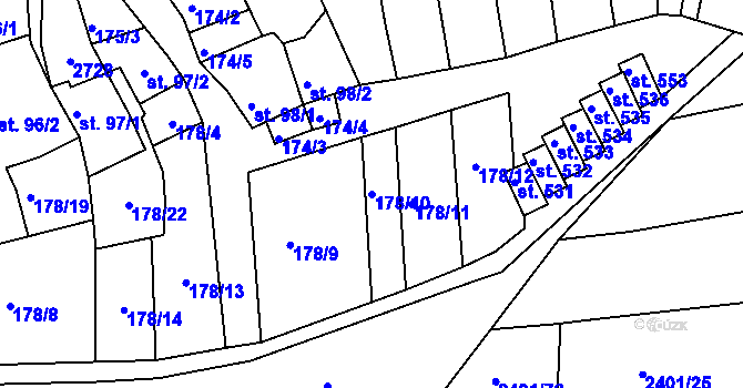 Parcela st. 178/10 v KÚ Uhřice u Kyjova, Katastrální mapa