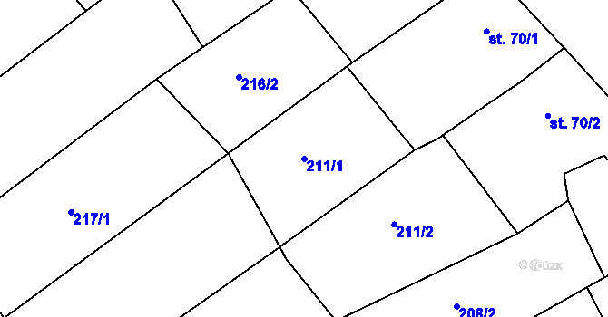 Parcela st. 211/1 v KÚ Uhřice u Kyjova, Katastrální mapa