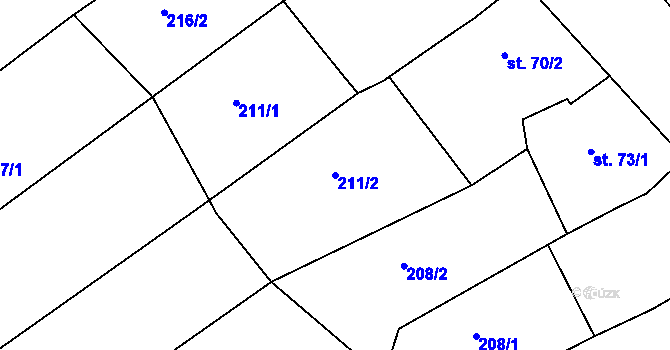 Parcela st. 211/2 v KÚ Uhřice u Kyjova, Katastrální mapa
