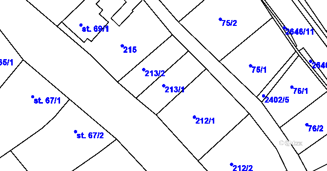 Parcela st. 213/1 v KÚ Uhřice u Kyjova, Katastrální mapa