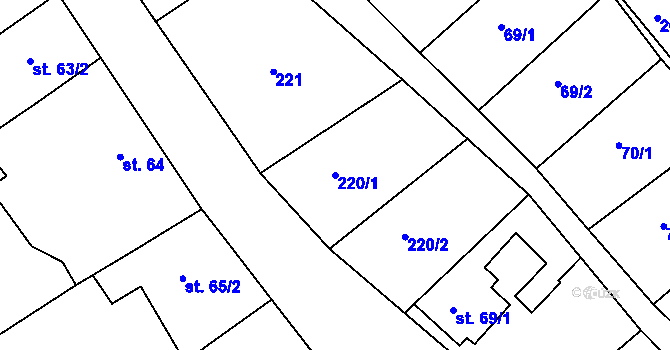 Parcela st. 220/1 v KÚ Uhřice u Kyjova, Katastrální mapa