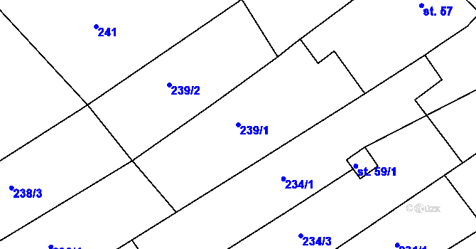 Parcela st. 239/1 v KÚ Uhřice u Kyjova, Katastrální mapa