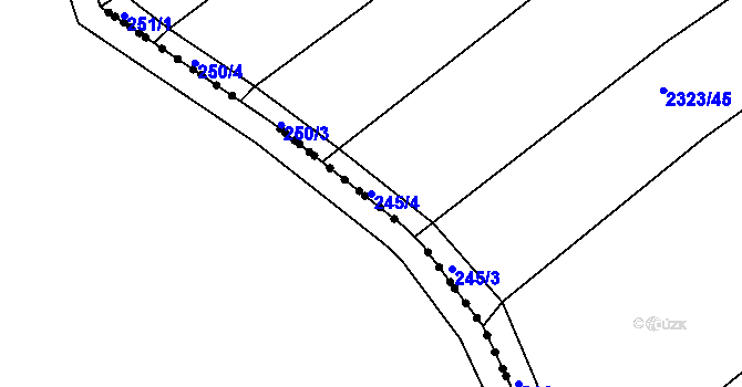 Parcela st. 245/4 v KÚ Uhřice u Kyjova, Katastrální mapa