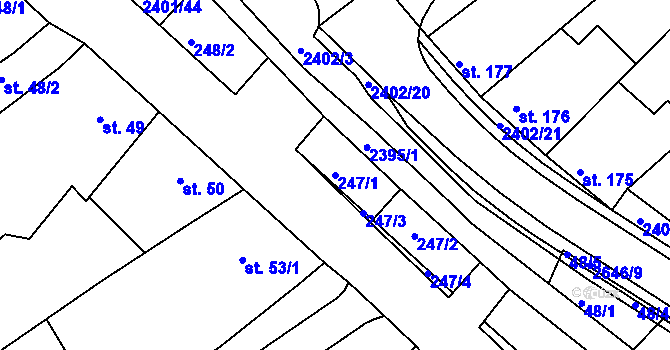 Parcela st. 247/1 v KÚ Uhřice u Kyjova, Katastrální mapa