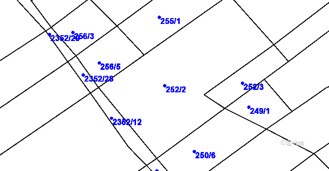 Parcela st. 252/2 v KÚ Uhřice u Kyjova, Katastrální mapa