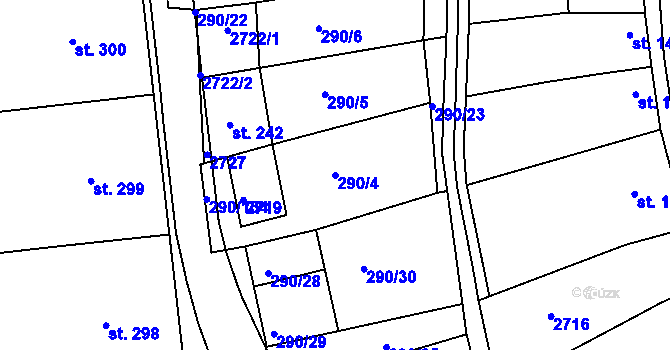 Parcela st. 290/4 v KÚ Uhřice u Kyjova, Katastrální mapa