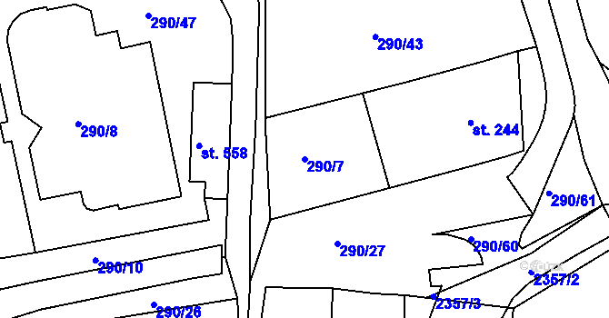 Parcela st. 290/7 v KÚ Uhřice u Kyjova, Katastrální mapa