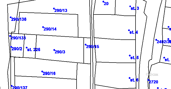 Parcela st. 290/15 v KÚ Uhřice u Kyjova, Katastrální mapa
