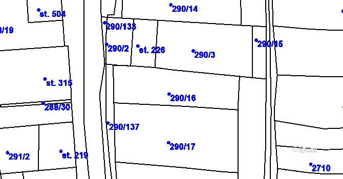Parcela st. 290/16 v KÚ Uhřice u Kyjova, Katastrální mapa