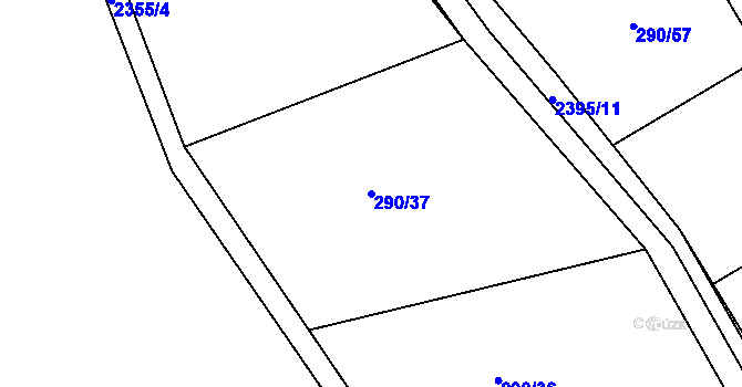 Parcela st. 290/37 v KÚ Uhřice u Kyjova, Katastrální mapa