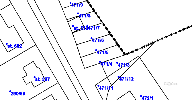 Parcela st. 471/5 v KÚ Uhřice u Kyjova, Katastrální mapa