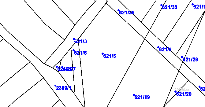 Parcela st. 621/5 v KÚ Uhřice u Kyjova, Katastrální mapa