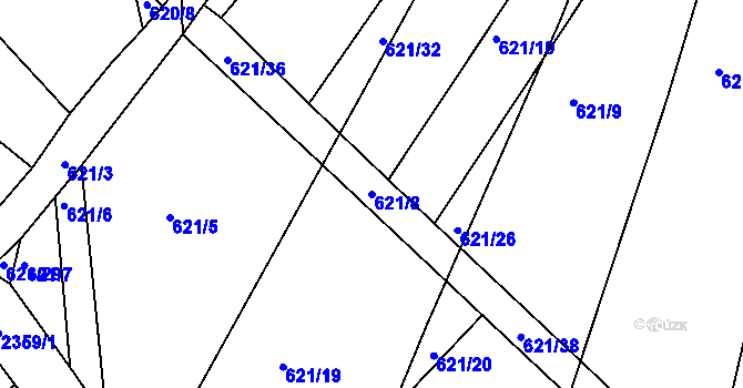 Parcela st. 621/8 v KÚ Uhřice u Kyjova, Katastrální mapa