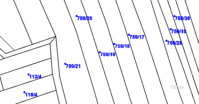 Parcela st. 759/19 v KÚ Uhřice u Kyjova, Katastrální mapa