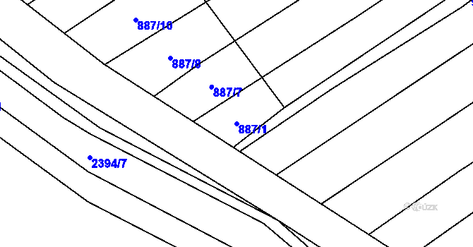 Parcela st. 887/1 v KÚ Uhřice u Kyjova, Katastrální mapa