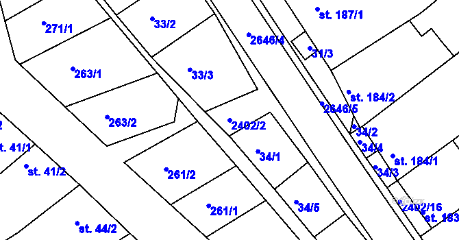 Parcela st. 2402/2 v KÚ Uhřice u Kyjova, Katastrální mapa