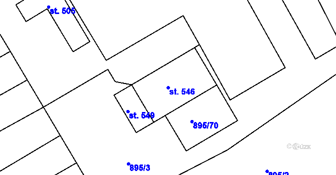 Parcela st. 546 v KÚ Uhřice u Kyjova, Katastrální mapa