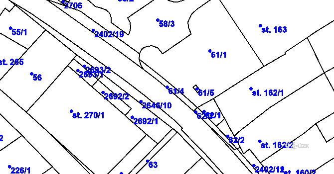 Parcela st. 61/4 v KÚ Uhřice u Kyjova, Katastrální mapa
