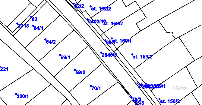 Parcela st. 2646/8 v KÚ Uhřice u Kyjova, Katastrální mapa