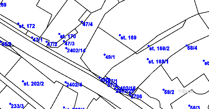 Parcela st. 49/1 v KÚ Uhřice u Kyjova, Katastrální mapa