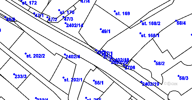 Parcela st. 49/2 v KÚ Uhřice u Kyjova, Katastrální mapa