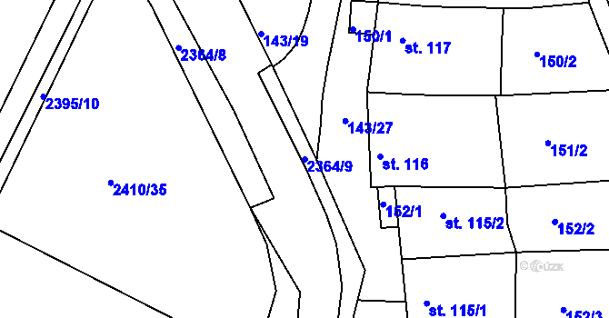 Parcela st. 2364/9 v KÚ Uhřice u Kyjova, Katastrální mapa