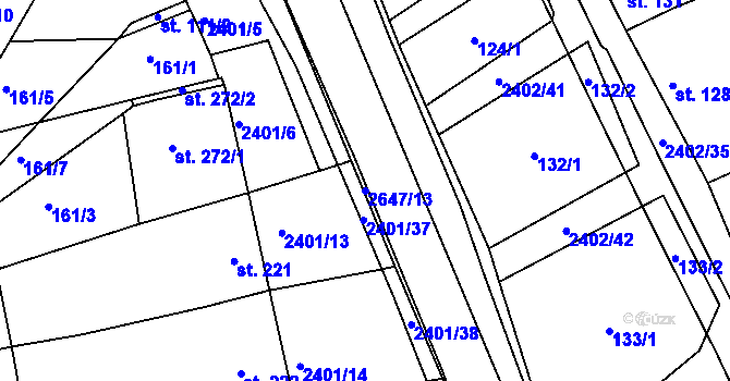 Parcela st. 2647/13 v KÚ Uhřice u Kyjova, Katastrální mapa