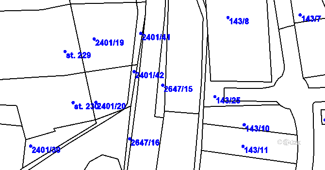 Parcela st. 2647/15 v KÚ Uhřice u Kyjova, Katastrální mapa