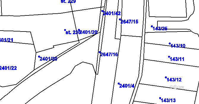 Parcela st. 2647/16 v KÚ Uhřice u Kyjova, Katastrální mapa