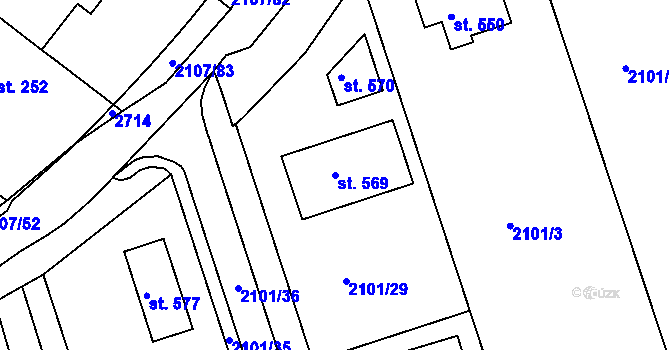 Parcela st. 569 v KÚ Uhřice u Kyjova, Katastrální mapa