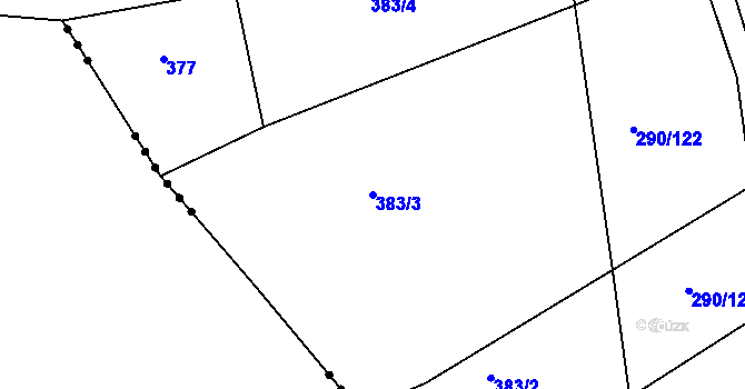 Parcela st. 383/3 v KÚ Uhřice u Kyjova, Katastrální mapa