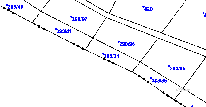 Parcela st. 383/34 v KÚ Uhřice u Kyjova, Katastrální mapa