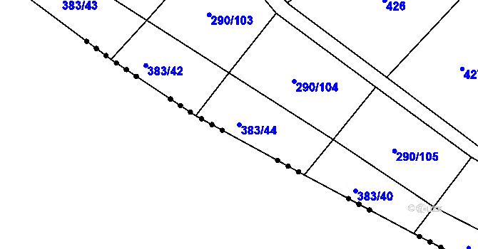 Parcela st. 383/44 v KÚ Uhřice u Kyjova, Katastrální mapa