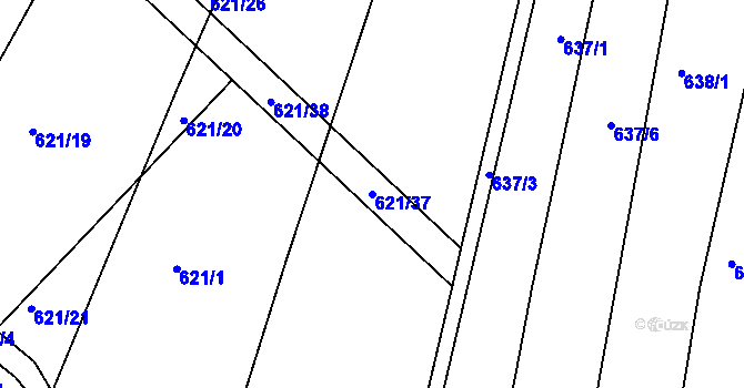 Parcela st. 621/37 v KÚ Uhřice u Kyjova, Katastrální mapa