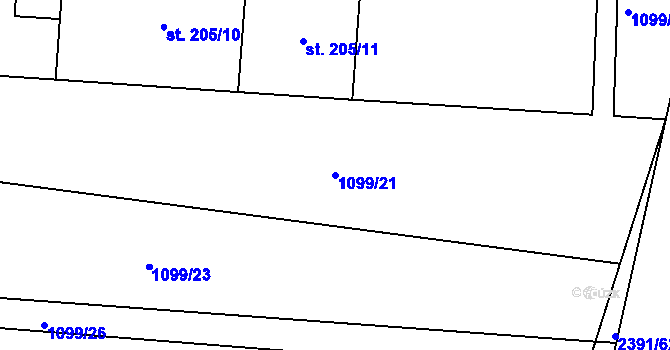 Parcela st. 1099/21 v KÚ Uhřice u Kyjova, Katastrální mapa
